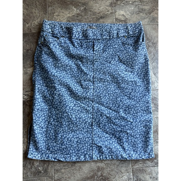 Jessica London Womens Plus Size 22W Leopard Denim Pencil Skirt EUC - Picture 1 of 3